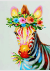 Colorful Zebra With Flowers - Artistry Numbers