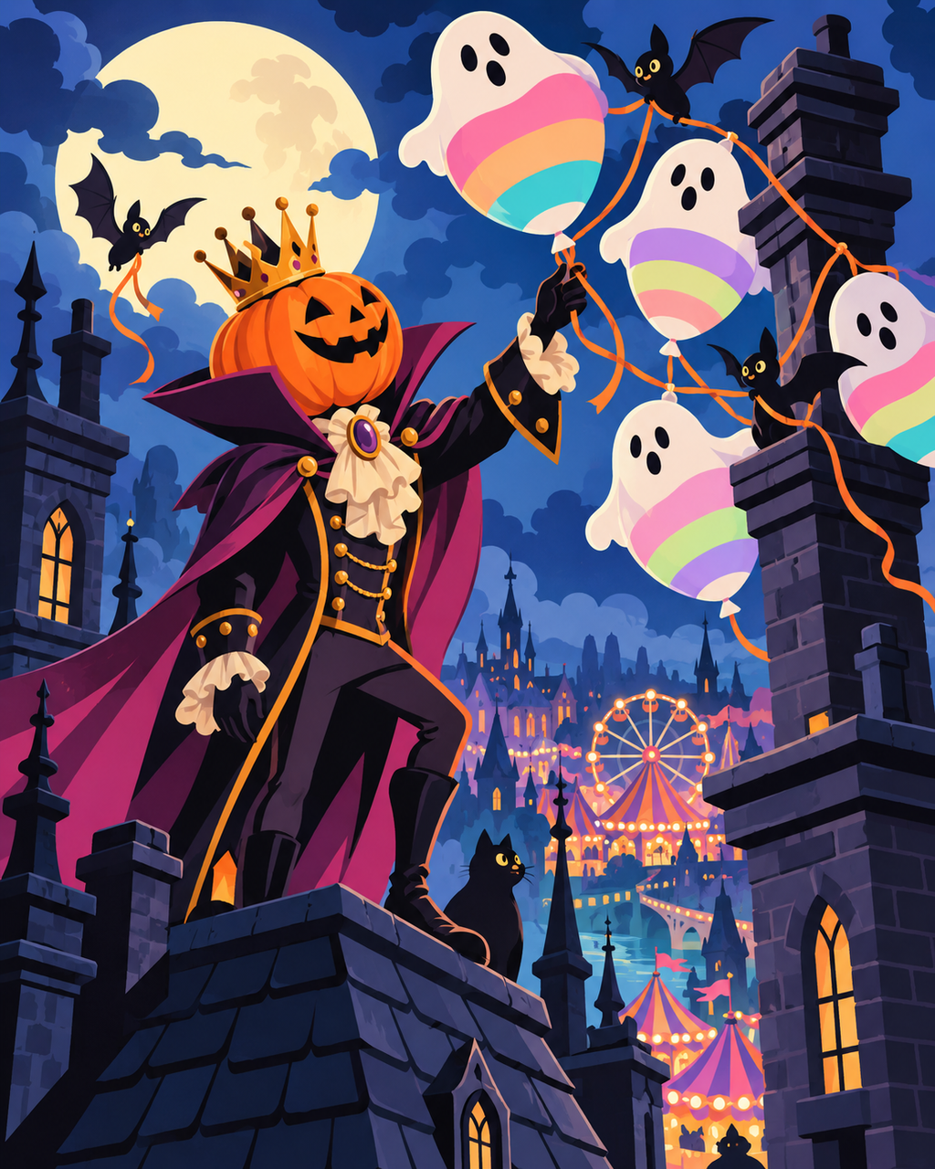Halloween Pumpkin King of Lost Balloons Paint by Number Kit 24 Colors
