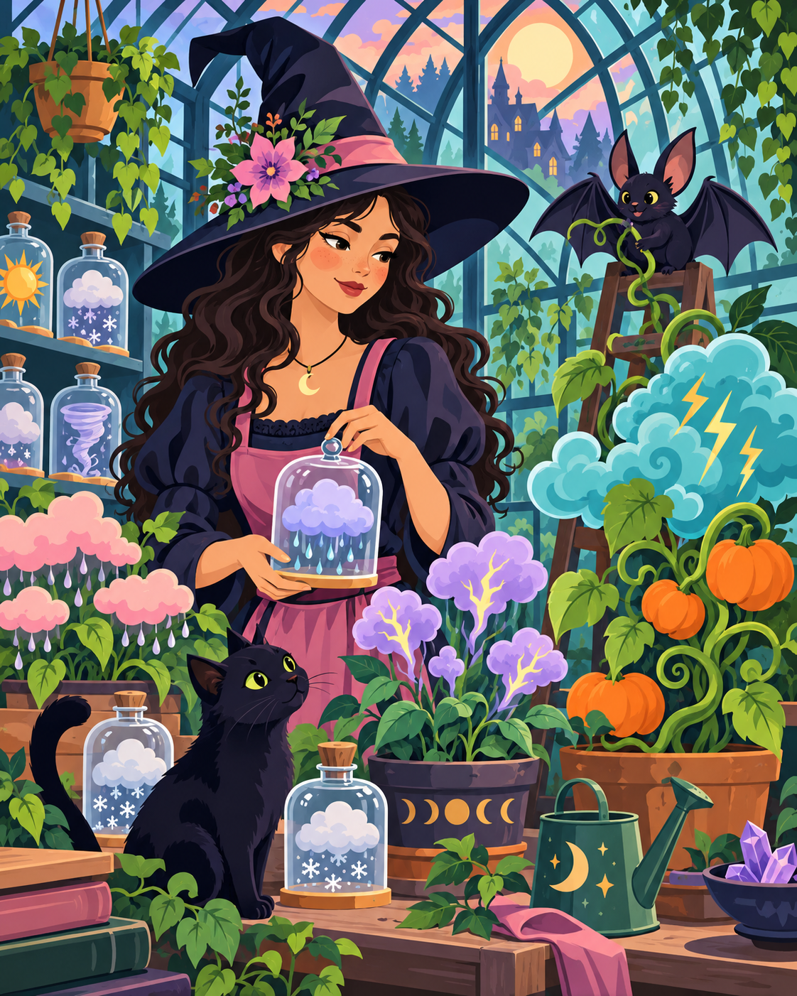 Halloween The Witch’s Weather Greenhouse Paint by Number Kit 24 Colors
