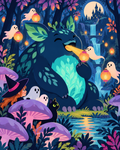 Halloween The Lantern-Eater’s Forest Supper Paint by Number Kit 24 Colors