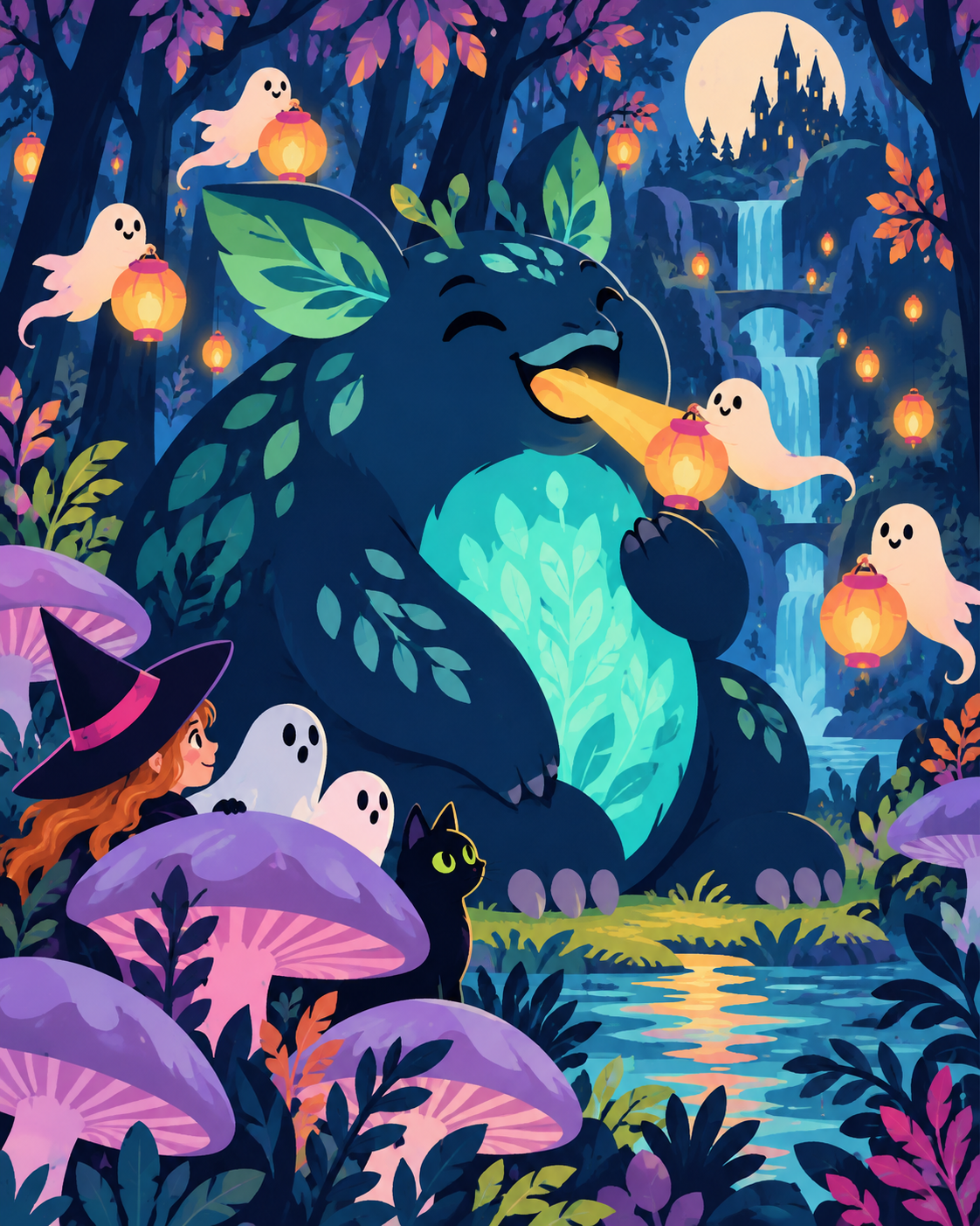 Halloween The Lantern-Eater’s Forest Supper Paint by Number Kit 24 Colors