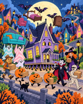 Halloween Moonrise Moving Night Paint by Number Kit 24 Colors
