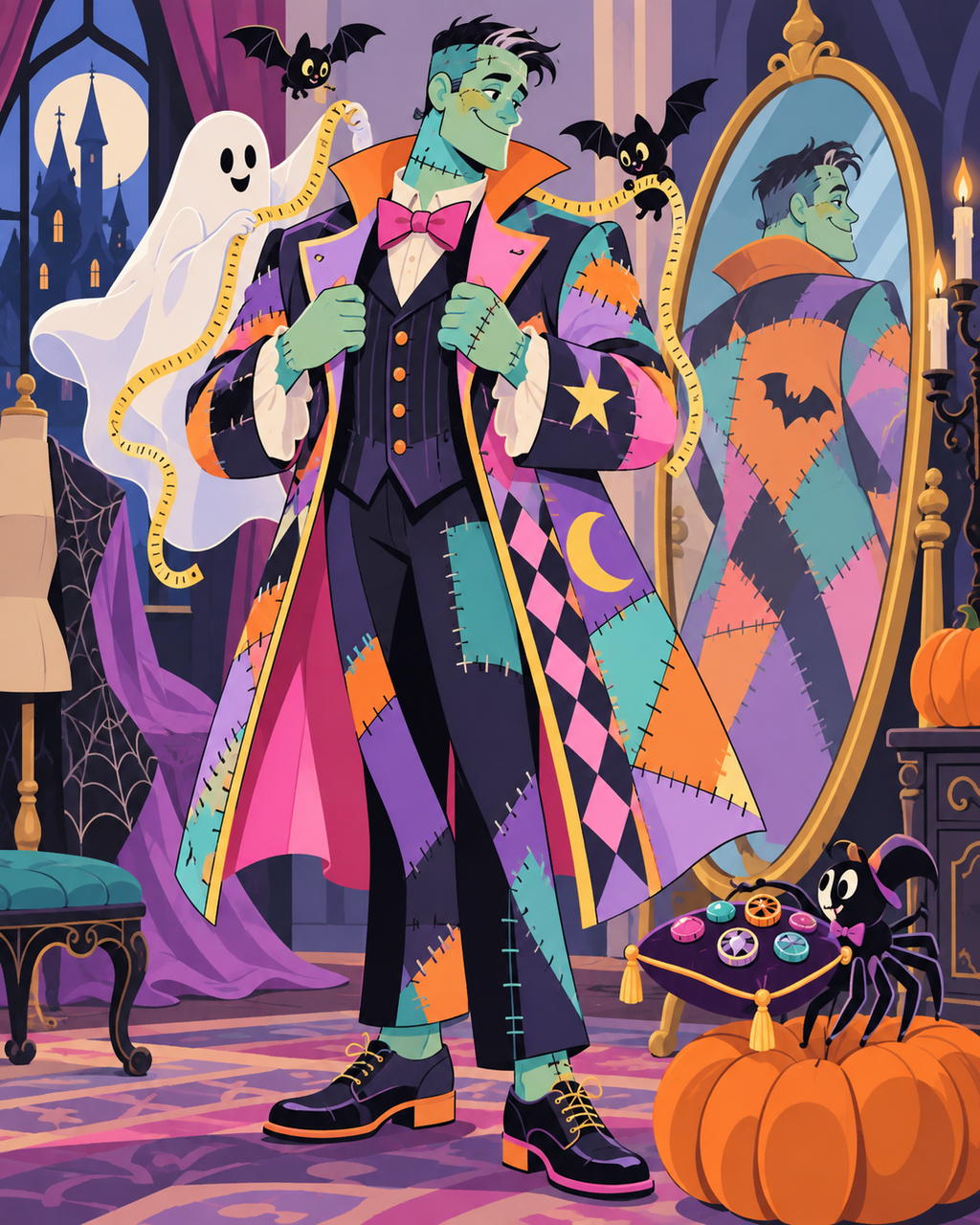 Halloween The Patchwork Monster’s Midnight Fitting Paint by Number Kit 24 colors