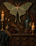 Luna Moth Curiosity Cabinet – Gothic Printable Wall Art