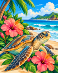 Tropical Sea Turtle & Hibiscus Digital Painting Kit