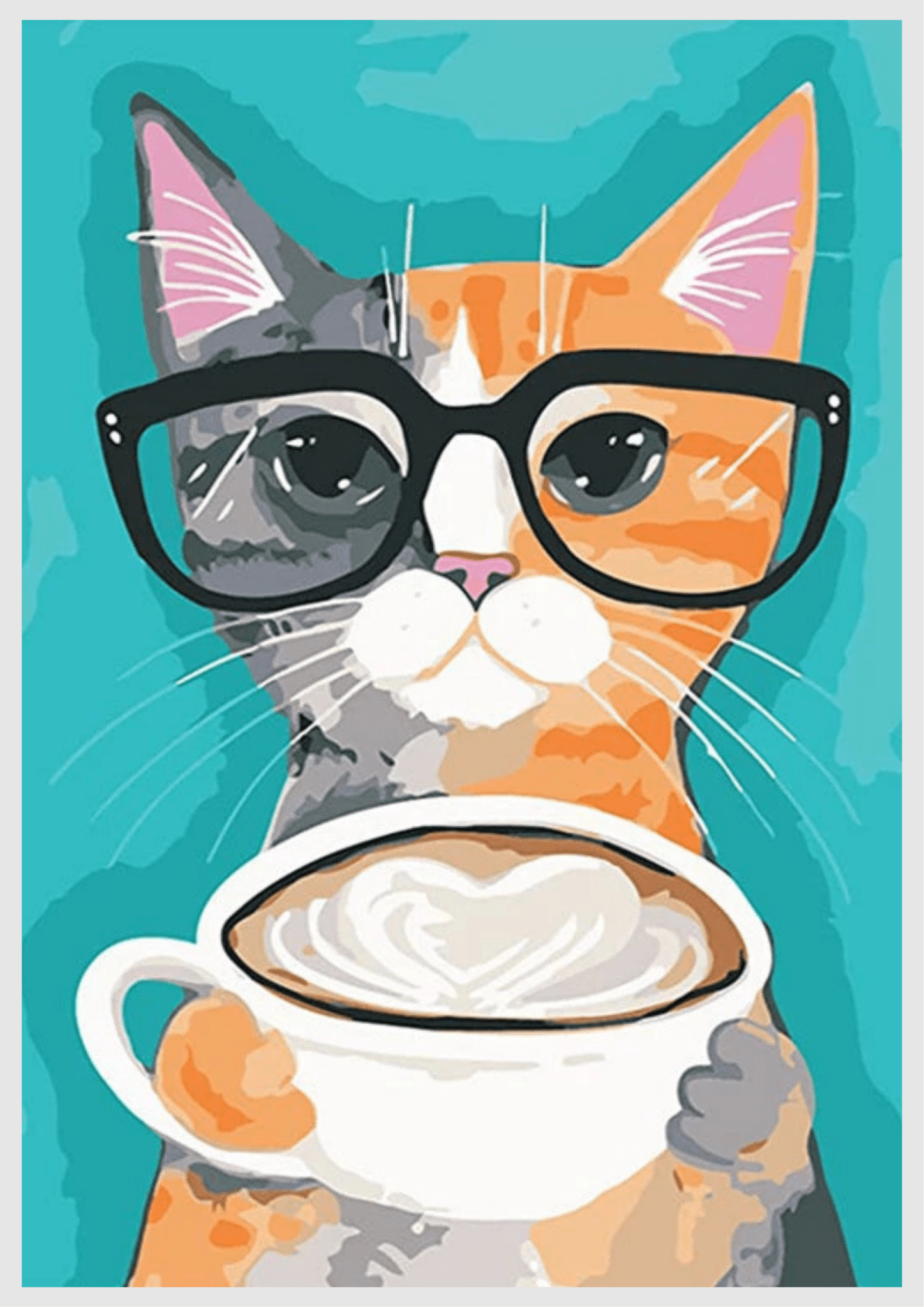 Cat With Glasses And Coffee -  Artistry Numbers