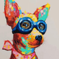 Colorful Dog With Glasses -  Artistry Numbers