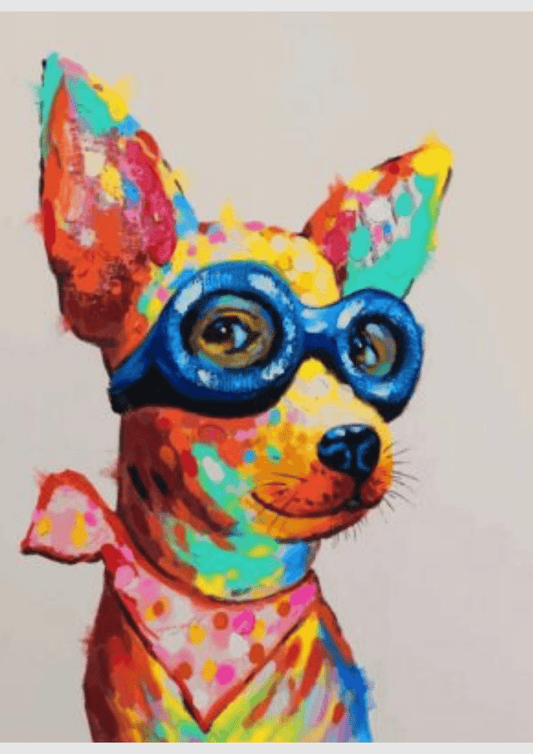Colorful Dog With Glasses -  Artistry Numbers