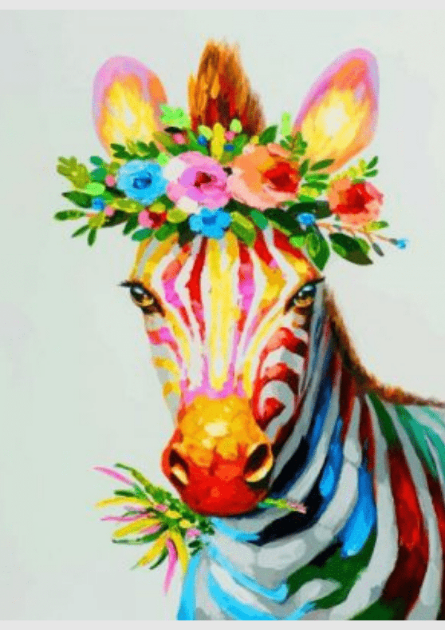 Colorful Zebra With Flowers -  Artistry Numbers